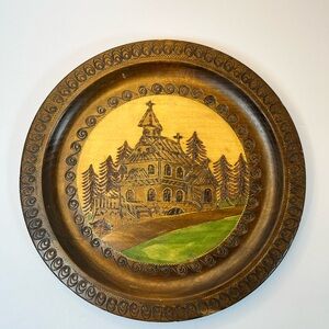 Decorative Wooden Poland Souvenir Plate with Scenic‎ Design